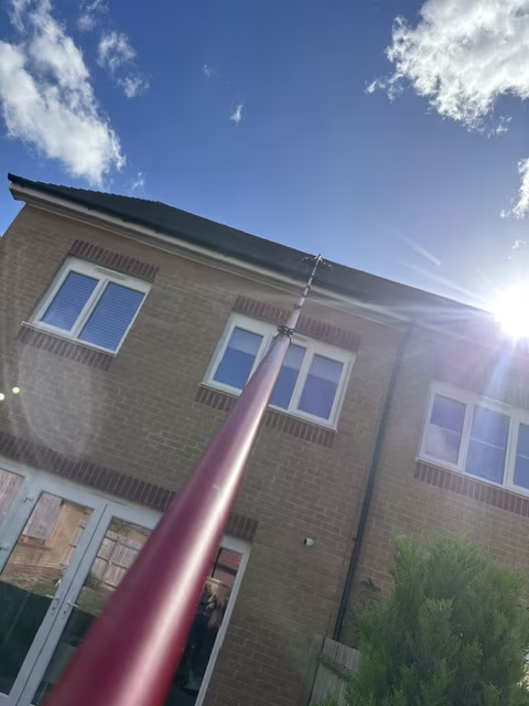Water-fed pole window cleaning on a new build house in Luton